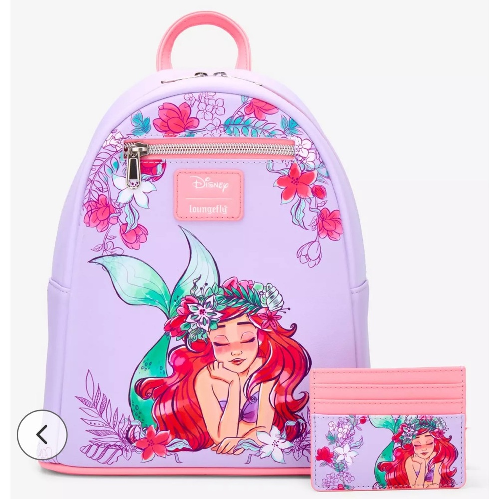 Loungefly Disney  NWT The Little Mermaid Floral
Dream Mini Backpack w/wallet